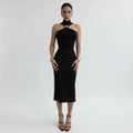 Metal Ring Backless Knit Maxi Dress